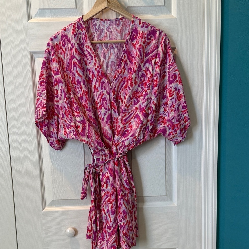 # Cupshe L Pink & Purple Kimono Sleeved Shorts Romper